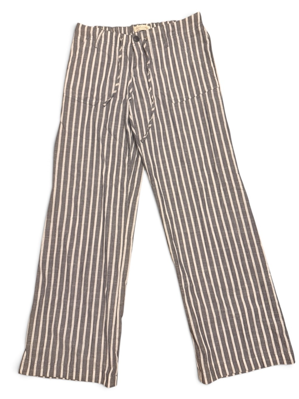 NWT Just Living Gray Cream Striped Wide Leg Pants M